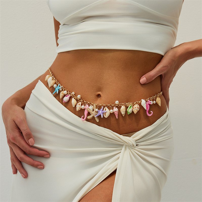 Body Chain Jewelry - Boho Starfish Shell Pendant Waist Chain