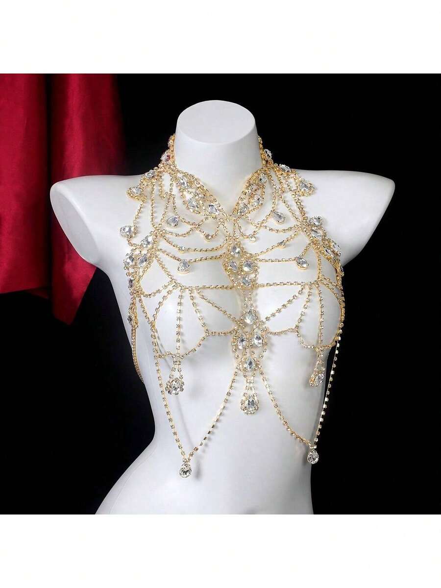 Body Chain Jewelry - Rhinestone Body Chain Bra Necklace For
