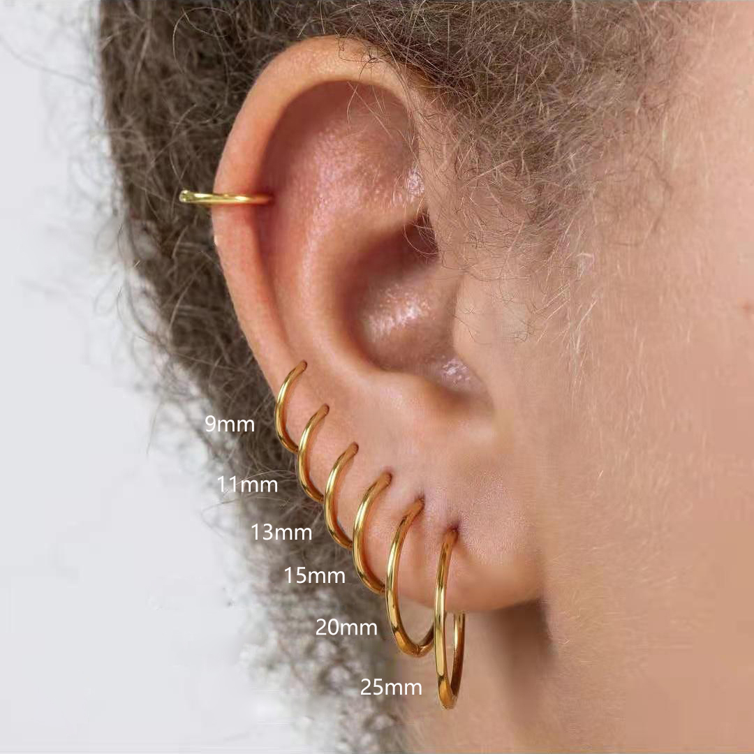 Helix Cartilage Ring - Gold Color 18K Round Circle Stainless