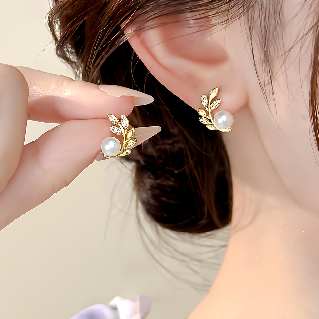 Body Jewelry Quality - [NEW] 1 Pair, Leaf-Shaped Bead Tree