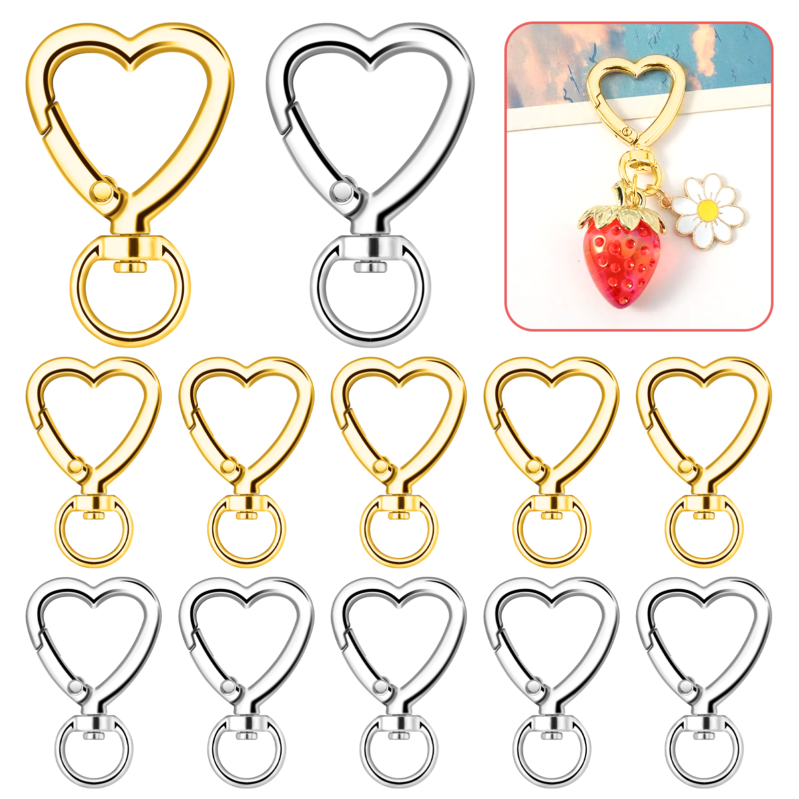 10pcs Metal Heart Lobster Claw - Daith Heart Ring avaliação e preço