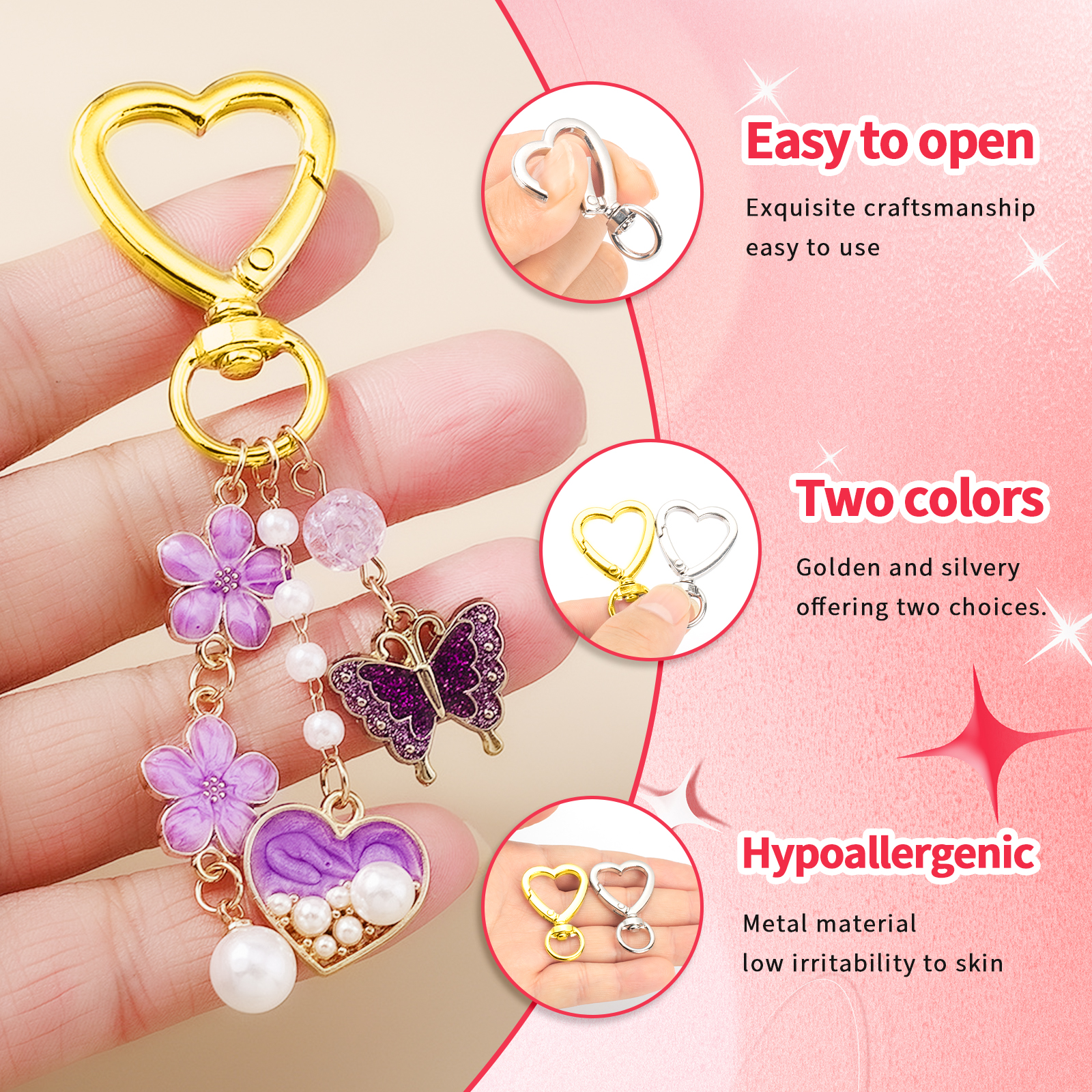 10pcs Metal Heart Lobster Claw - Daith Heart Ring avaliação e preço