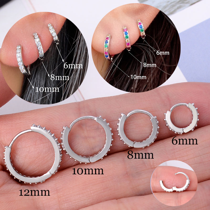 Rainbow CZ Huggies Hoop Earrin - Helix Cartilage Ring avaliação e preço
