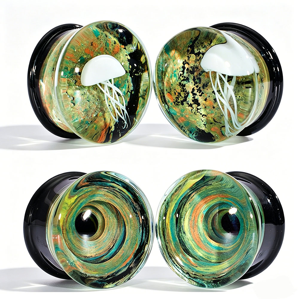 Pair Quality Glass Vortex Ear  - Body Jewelry Quality avaliação e preço