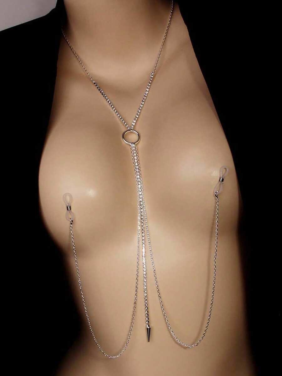 Stylish rhinestone chest chain - Body Chain Jewelry avaliação e preço
