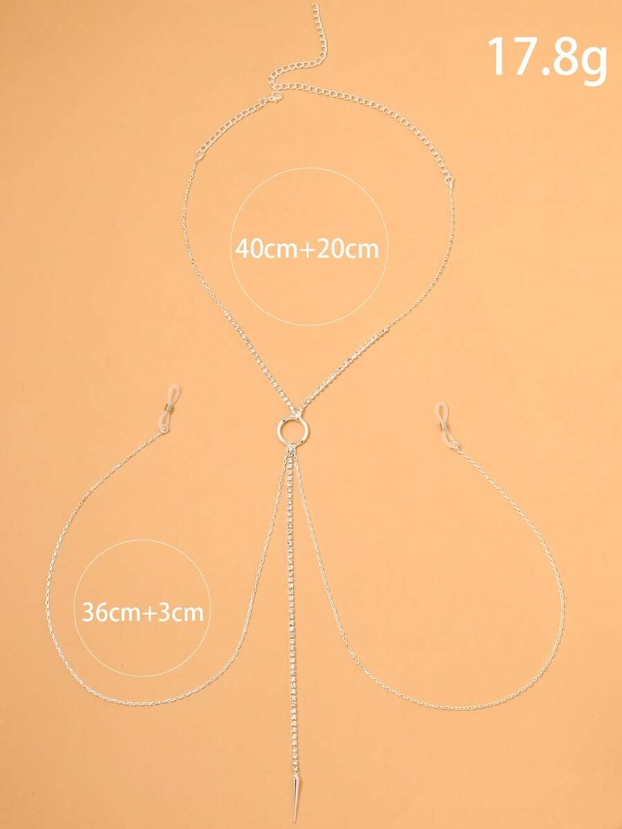 Stylish rhinestone chest chain - Body Chain Jewelry avaliação e preço