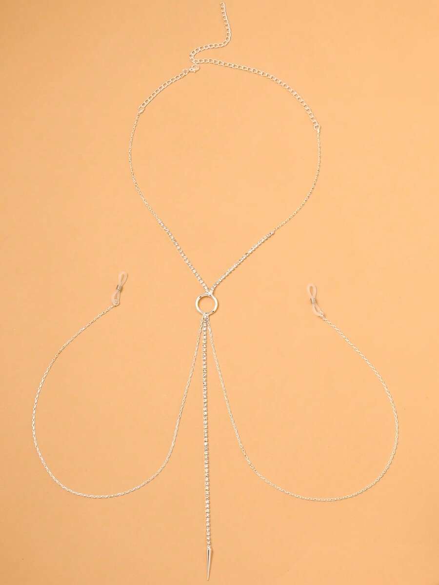 Stylish rhinestone chest chain - Body Chain Jewelry avaliação e preço