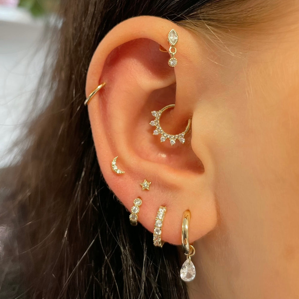 1PC Star Moon Lightning Zircon - Helix Cartilage Ring avaliação e preço