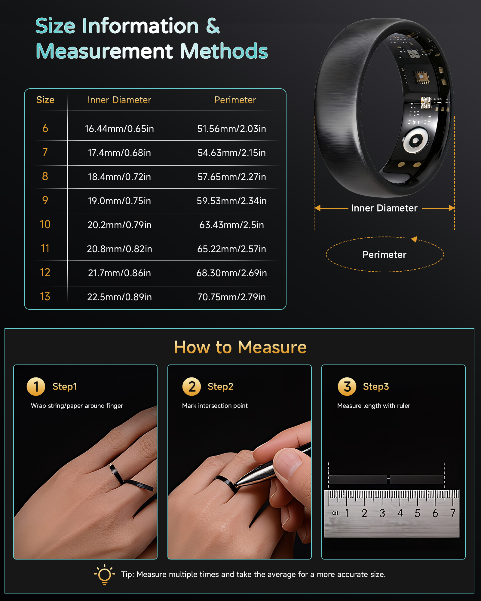 AURA Matt Smart Ring Fitness S - Daith Heart Ring avaliação e preço