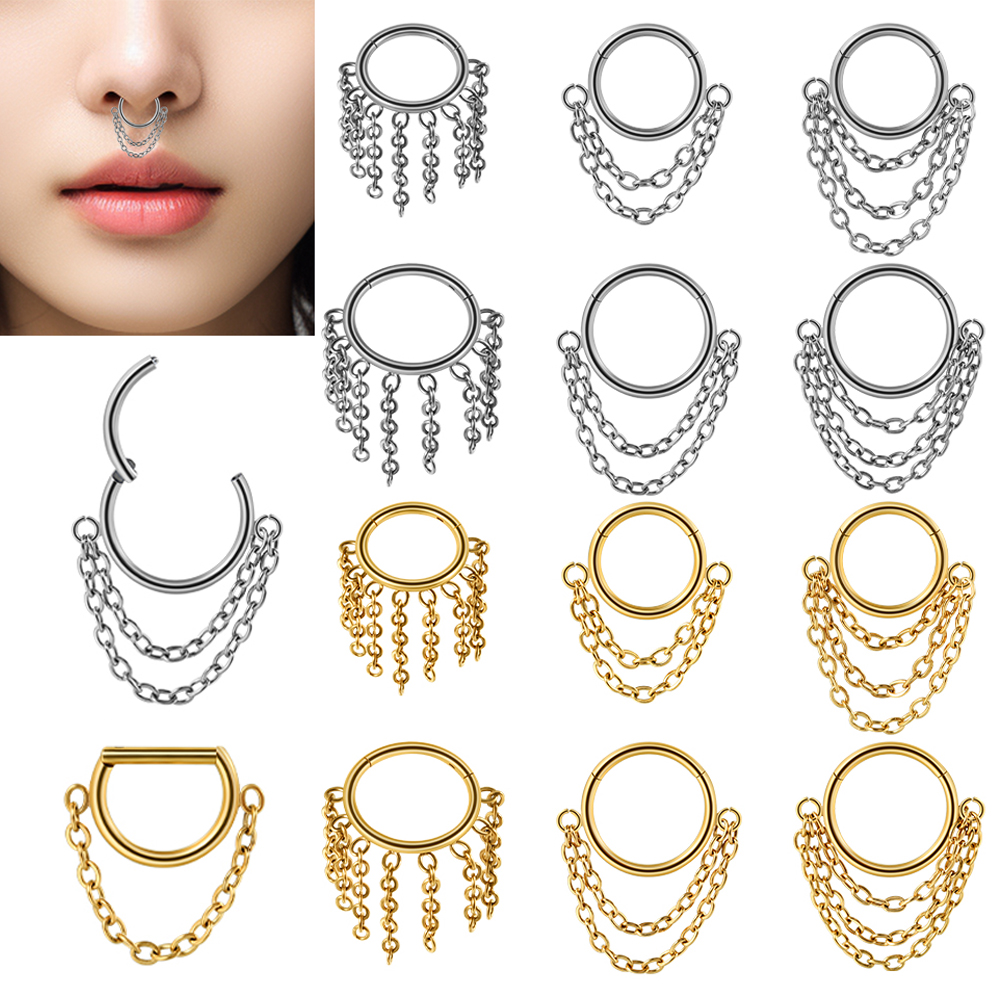 1pcs Surgical Steel Chain Dang - Helix Cartilage Ring avaliação e preço