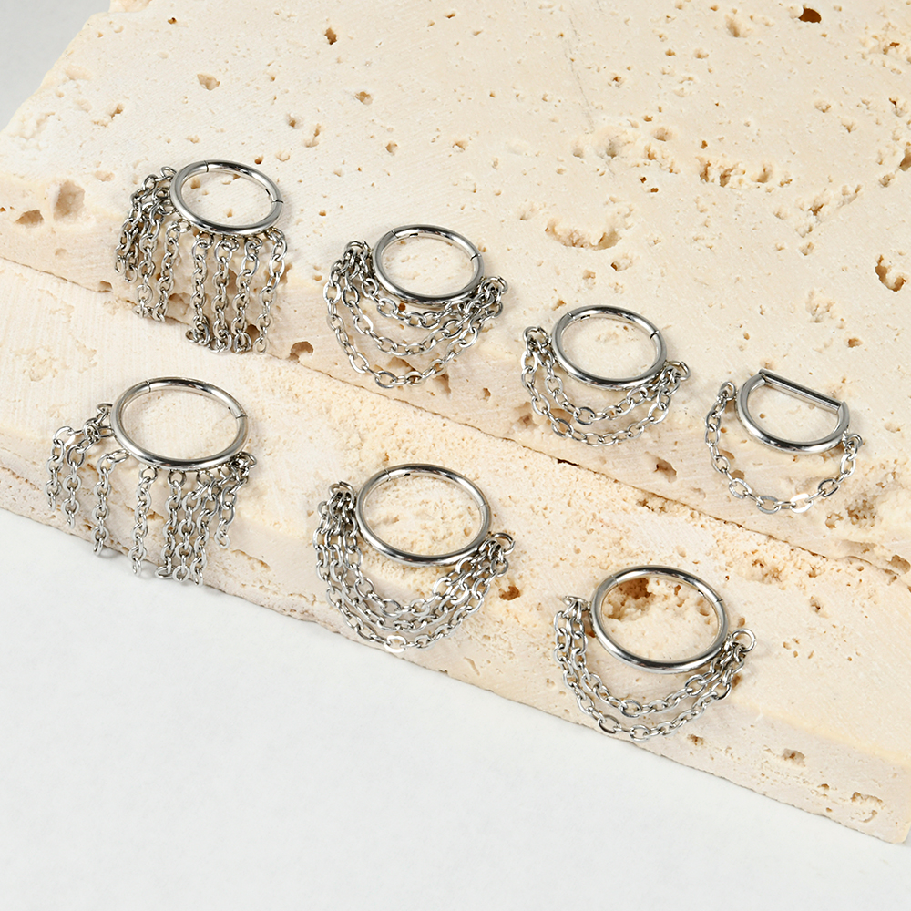 1pcs Surgical Steel Chain Dang - Helix Cartilage Ring avaliação e preço