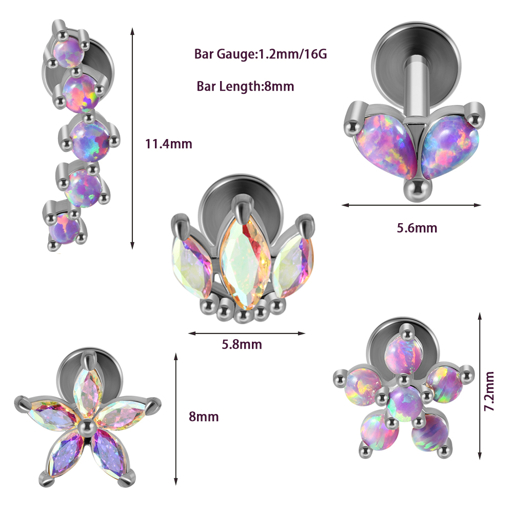 1PC Stainless Steel Opal Flowe - Helix Cartilage Ring avaliação e preço