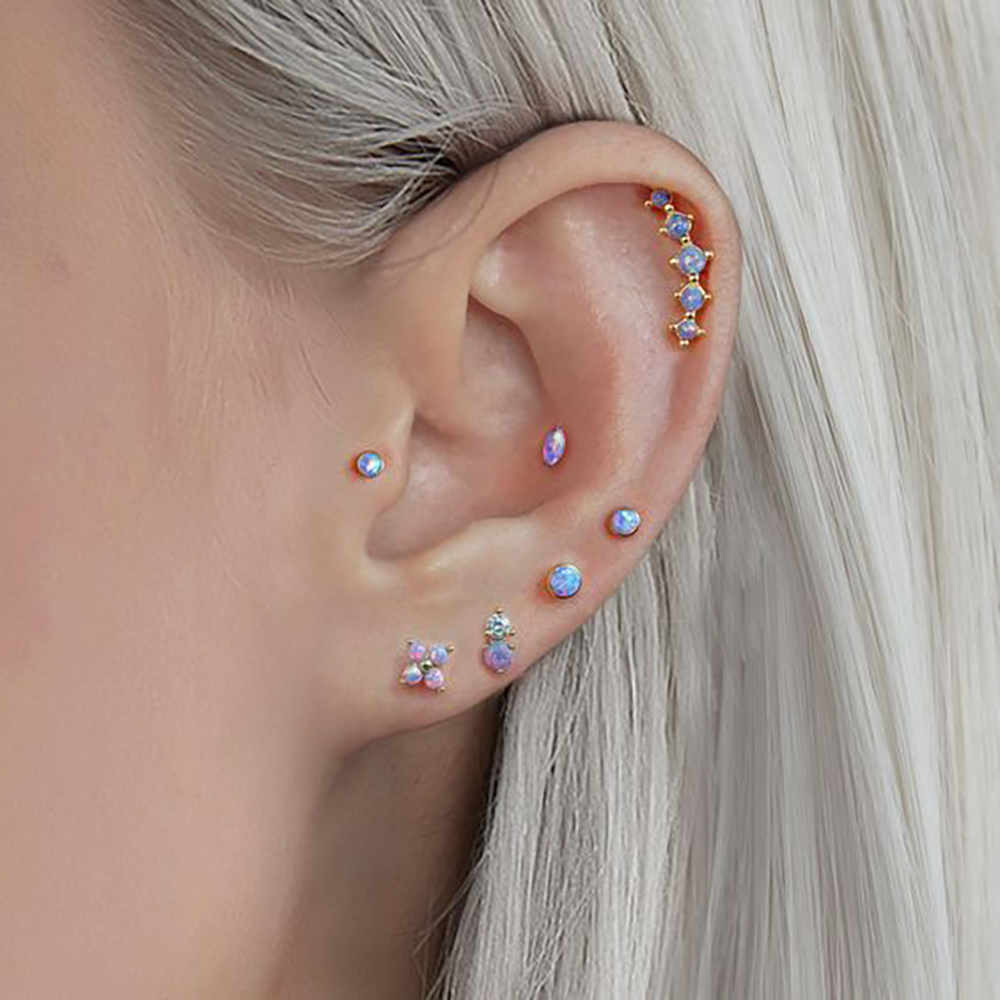 1PC Stainless Steel Opal Flowe - Helix Cartilage Ring avaliação e preço