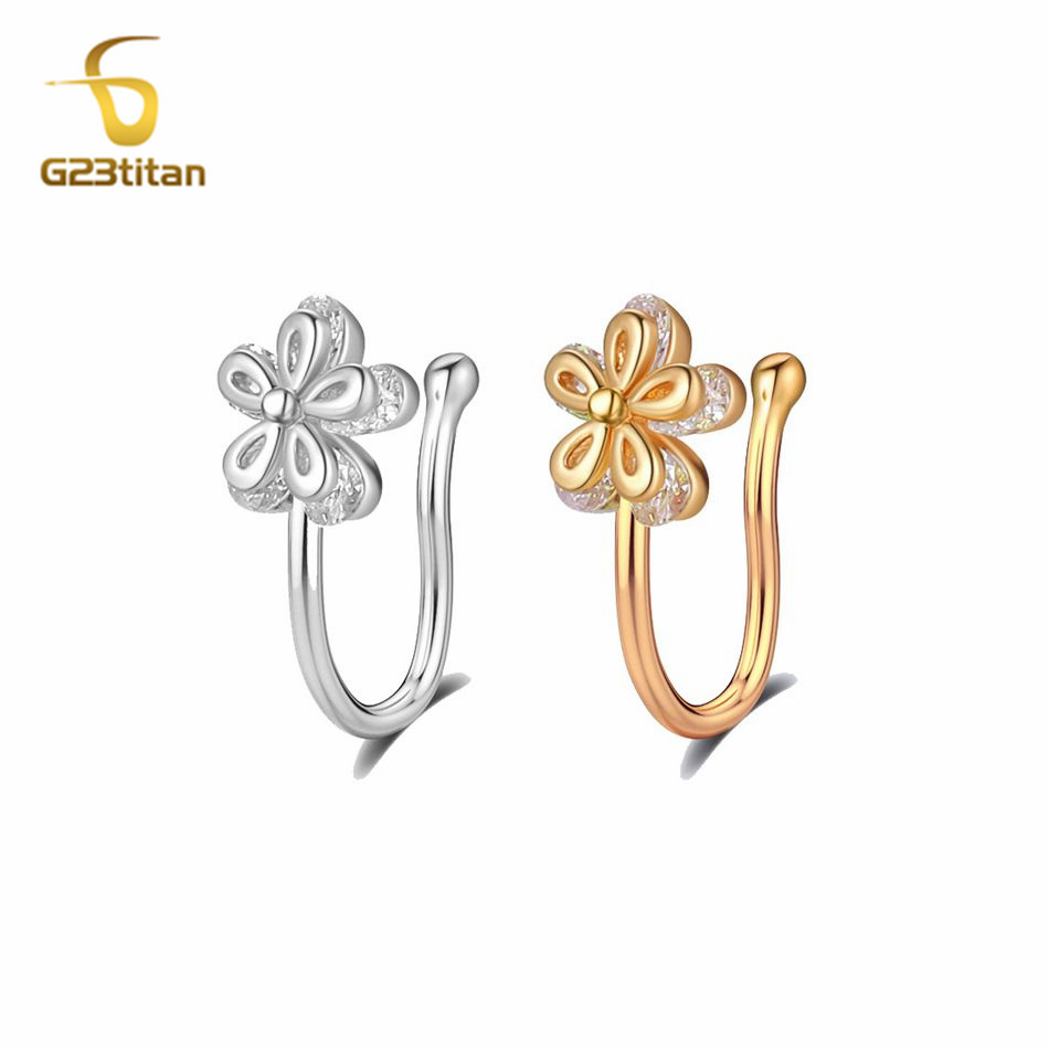 1pc Inlaid Zircon Flower Coppe - Helix Cartilage Ring avaliação e preço
