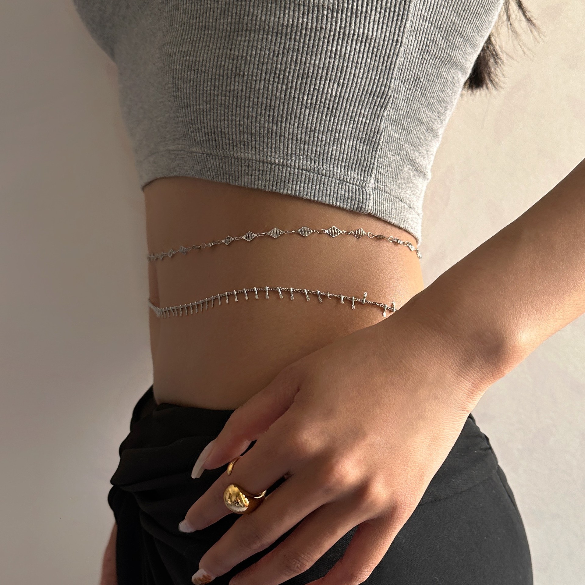 Punk Round Stainless Steel Wai - Body Chain Jewelry avaliação e preço