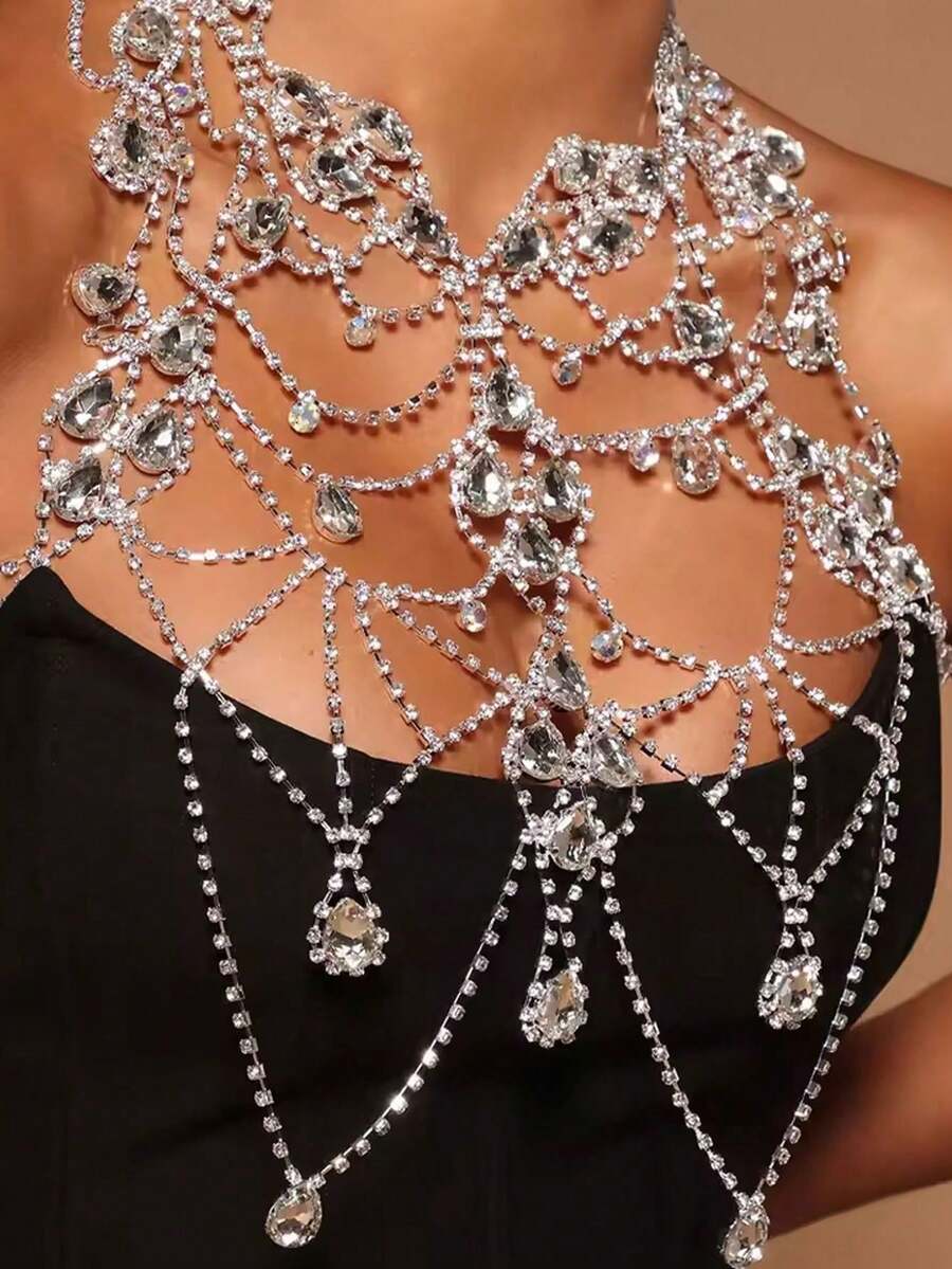 Rhinestone Body Chain Bra Neck - Body Chain Jewelry avaliação e preço