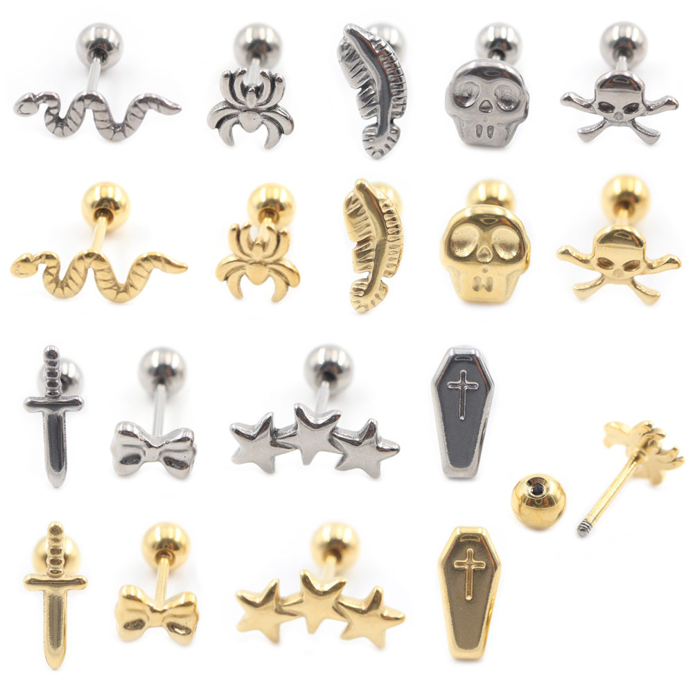 2PC Titanium Cross Spider Snak - Helix Cartilage Ring avaliação e preço