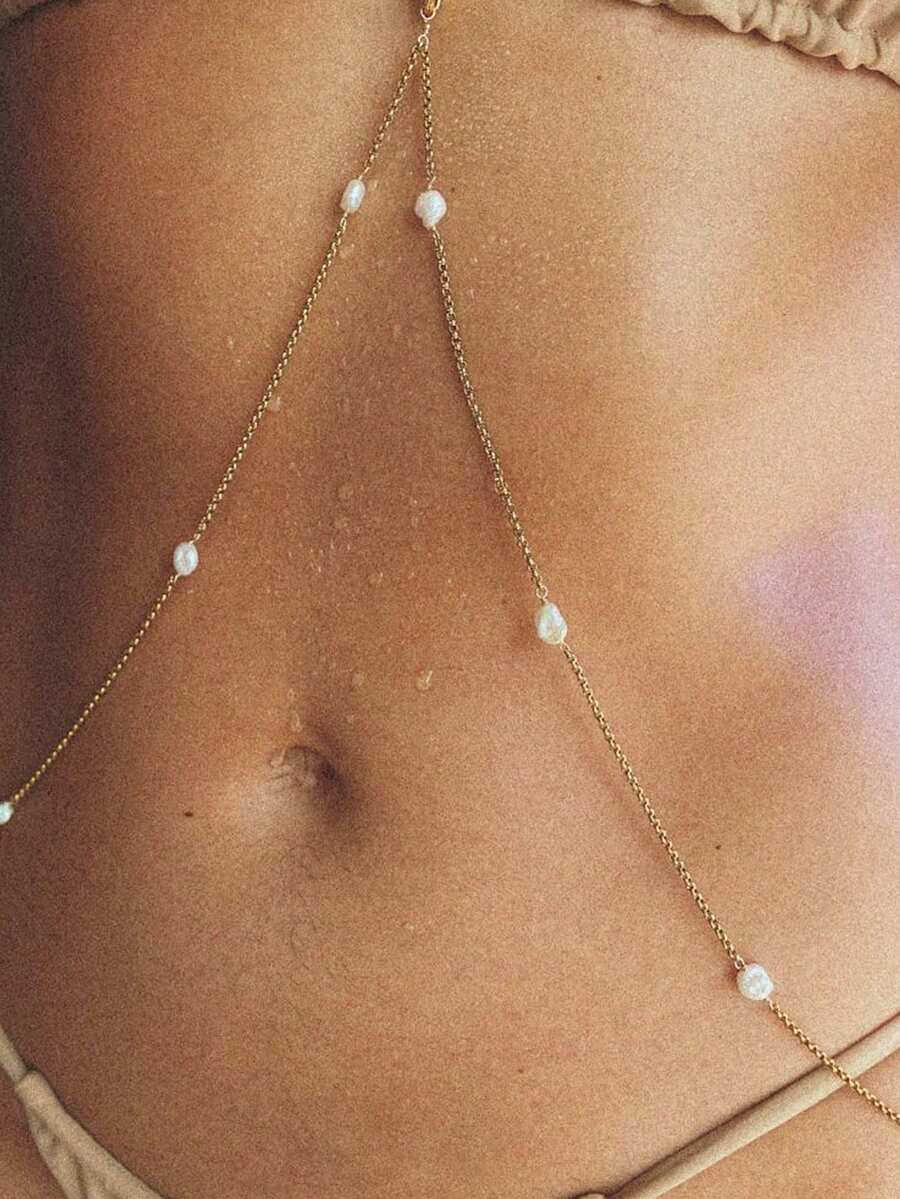 Gold Sexy Bikini Body Chain wi - Body Chain Jewelry avaliação e preço