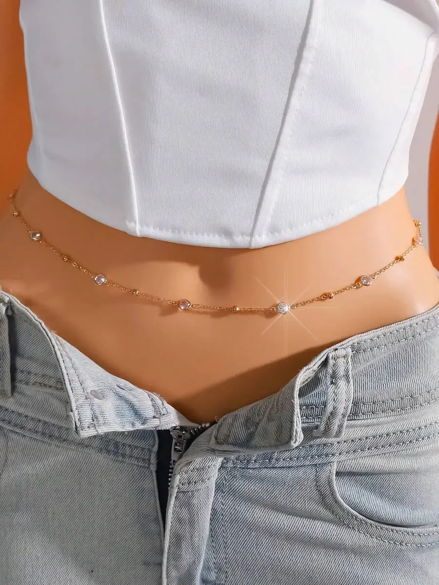1pc Women's Crystal Chain Wais - Body Chain Jewelry avaliação e preço