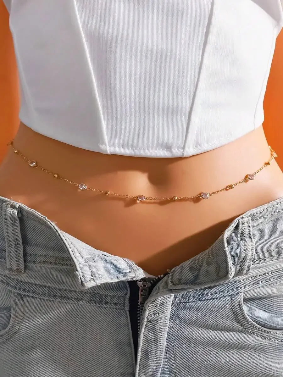1pc Women's Crystal Chain Wais - Body Chain Jewelry avaliação e preço