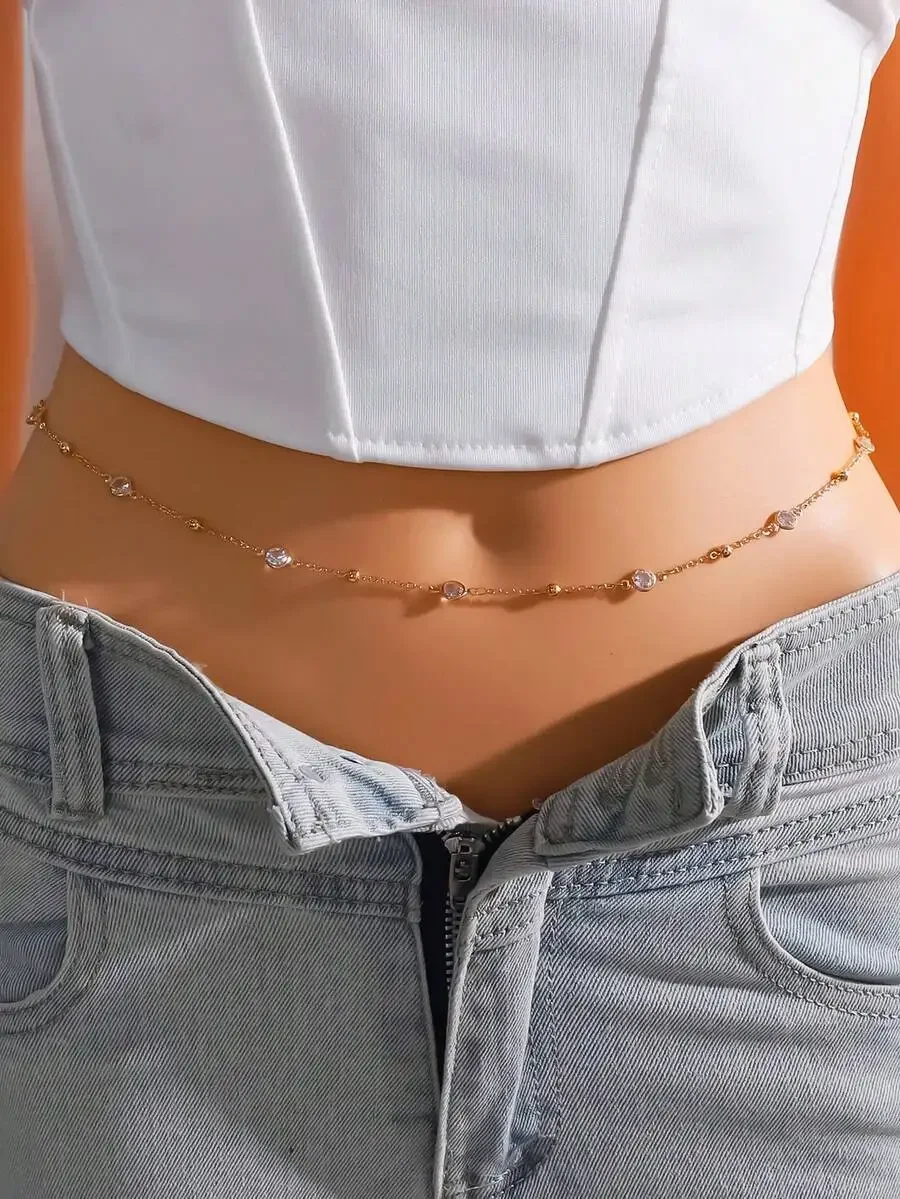 1pc Women's Crystal Chain Wais - Body Chain Jewelry avaliação e preço
