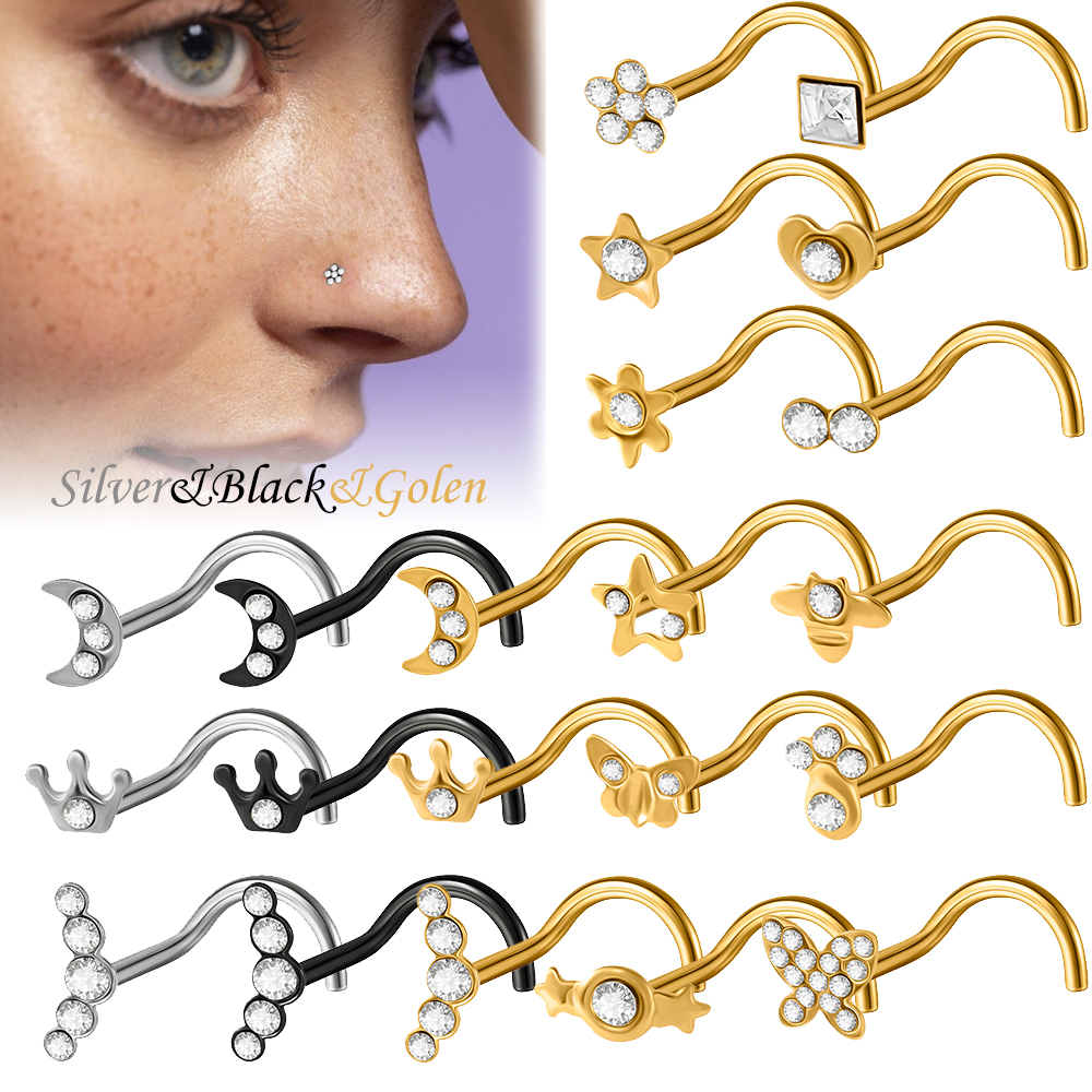 1-15PCS Surgical Steel Nose St - Body Jewelry Etc avaliação e preço