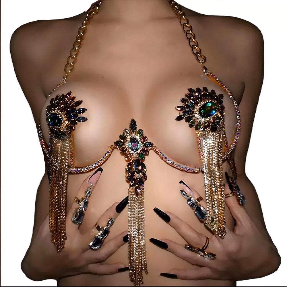 Sexy Tassel Color Crystal Ches - Body Jewelry Charms avaliação e preço