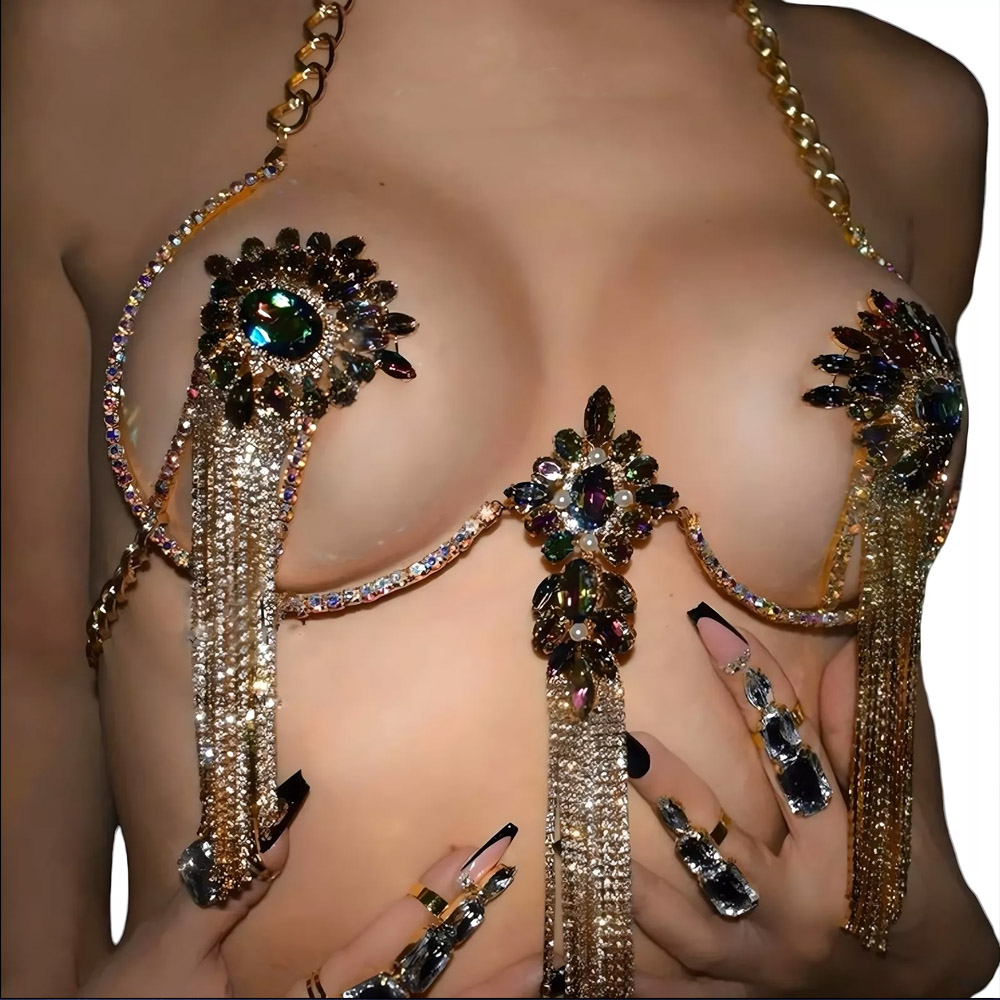 Sexy Tassel Color Crystal Ches - Body Jewelry Charms avaliação e preço